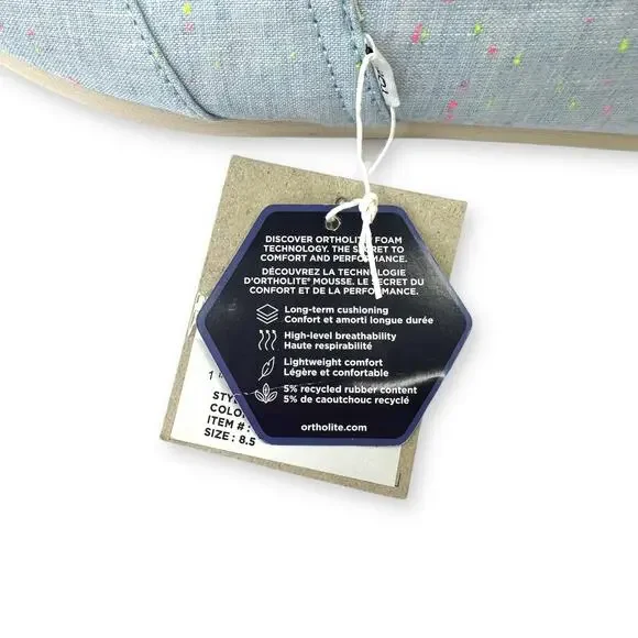 Toms Women's New Alpargata Flats Size 8.5 Light Blue Speckled Linen Slip On - Picture 12 of 15